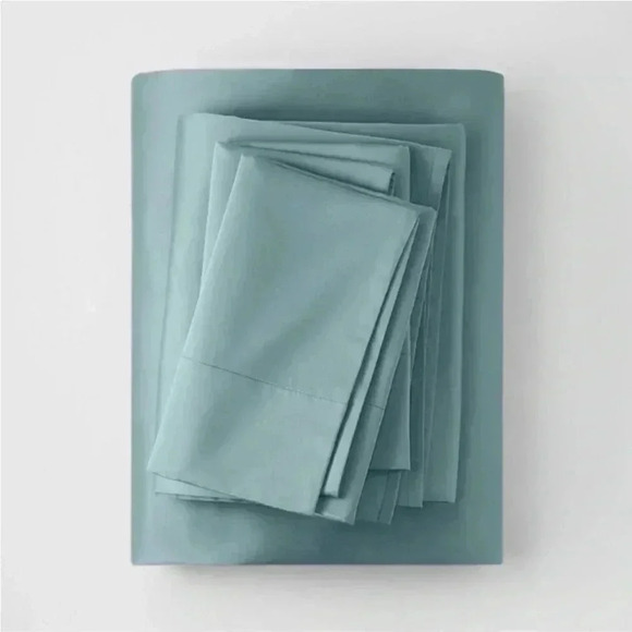NWT CASALUNA Full Supima Sateen Solid Sheet Set Light Teal - Picture 1 of 5